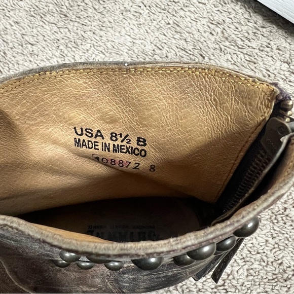 Shyanne Brown ANKLE LEATHER Western Studded Fringe Boots - Picture 7 of 7